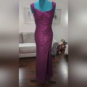 Elegant Purple Sequin Formal Prom Evening Gown Size Small